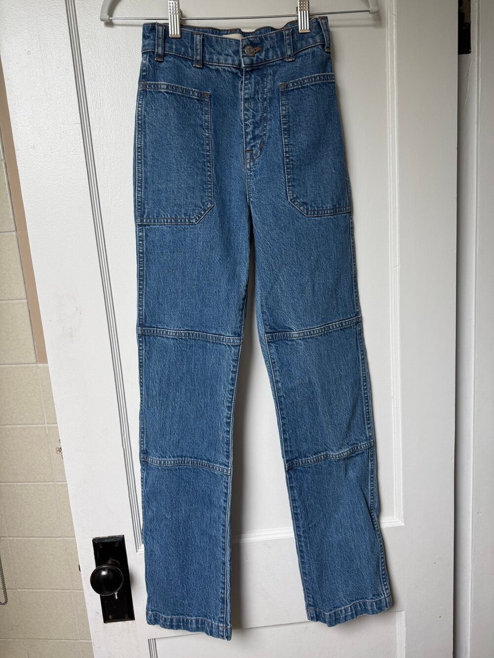 Madewell The '90s Straight Utility Jean in a medium blue fenwood wash size 23